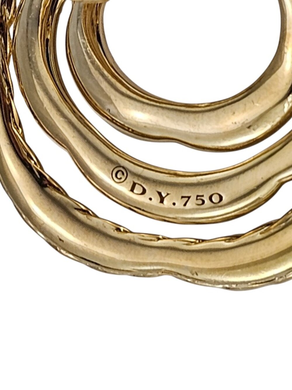 David Yurman 18K Yellow Gold Diamond Cable Earrings #25712 - Picture 5 of 7